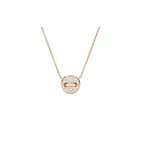 Pomellato ketting in rosé goud 18kt met briljant van 0,35 karaat en parelmoer