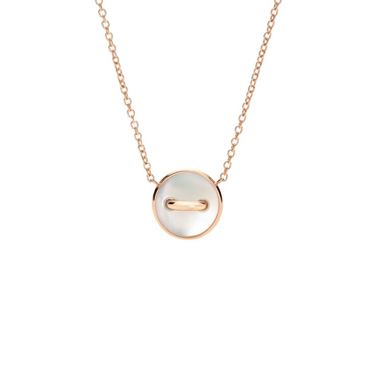 Pomellato ketting in rosé goud 18kt met briljant van 0,35 karaat en parelmoer