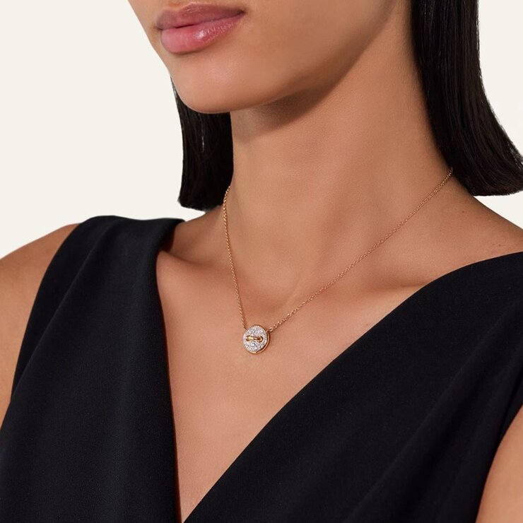 Pomellato ketting in rosé goud 18kt met briljant van 0,35 karaat en parelmoer