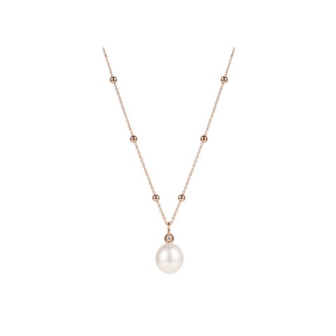 Utopia ketting in rosé goud 18kt met parels omringd door briljanten van 0,03 karaat