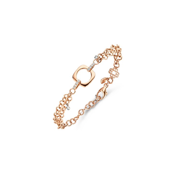 Bigli armband in rosé goud 18kt met briljant van 0.33 karaat