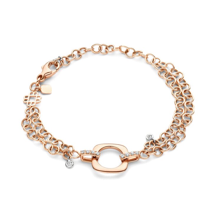 Bigli armband in rosé goud 18kt met briljant van 0.33 karaat