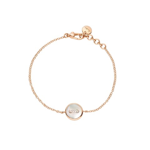 Pomellato armband in rosé goud 18kt met parelmoer omringd door briljanten van 0,03 karaat