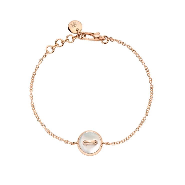 Pomellato armband in rosé goud 18kt met malachiet & parelmoer omringd door briljanten van 0,03 karaat