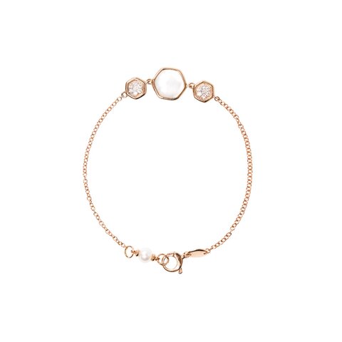 Utopia armband in rosé goud 18kt met parelmoer omringd door briljanten van 0,14 karaat