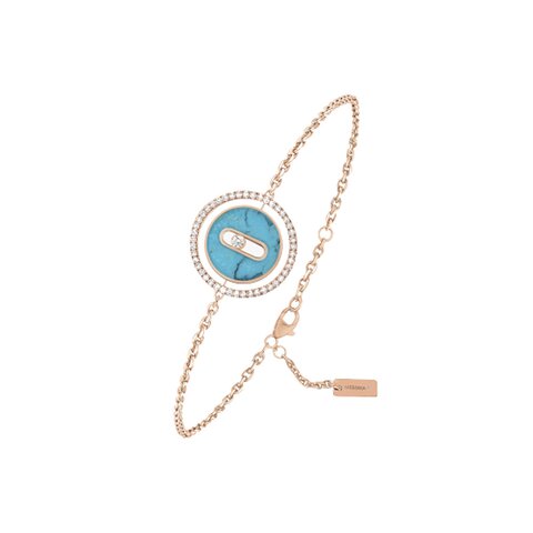 Messika armband in rosé goud 18kt met turquoise omringd door briljanten van 0,19 karaat