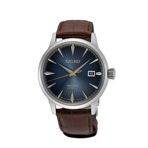 Seiko horloge met een kast in staal, met een wijzerplaat in het blauw en een diameter van 40.5 mm