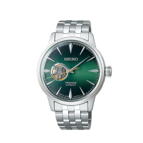 Seiko horloge met een kast in staal, met een wijzerplaat in het groen en een diameter van 40.5 mm