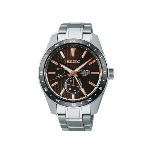 Seiko horloge met een kast in staal, met een wijzerplaat in het zwart en een diameter van 42 mm