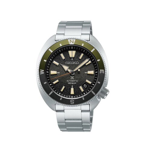 Seiko horloge met een kast in staal, met een wijzerplaat in het groen en een diameter van 42.5 mm