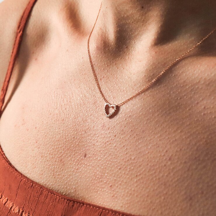 Casteur by Casteur ketting in rosé goud 18kt met briljant van 0,13 karaat