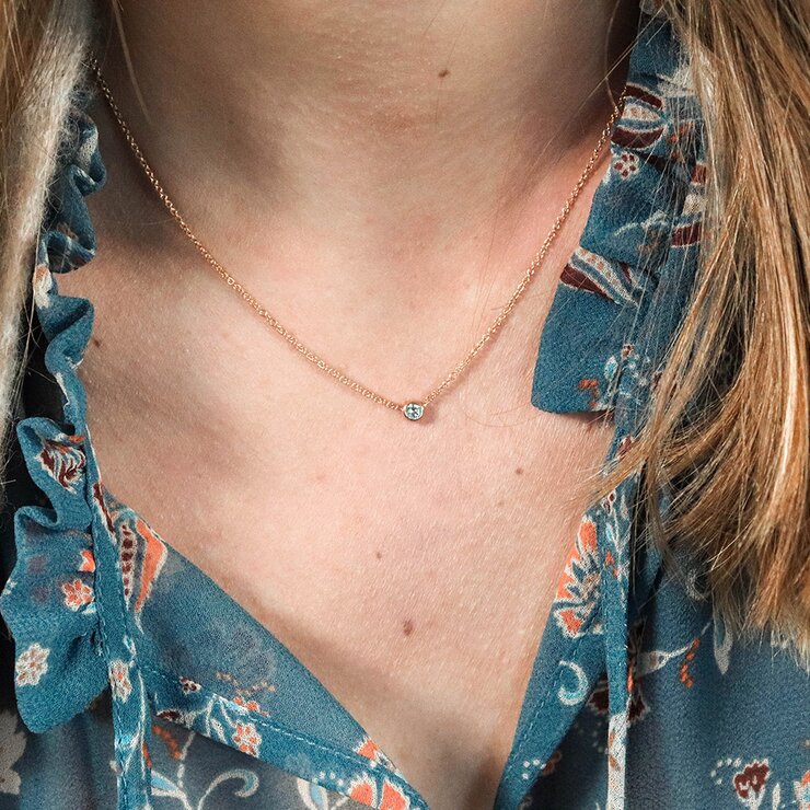 Casteur by Casteur ketting in rosé goud 18kt met briljant van 0,05 karaat