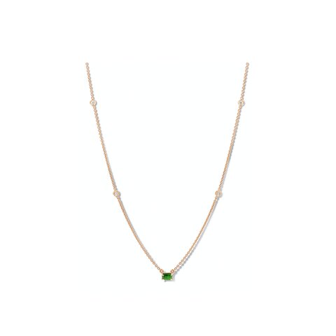 Casteur by Casteur ketting in geel goud 18kt met smaragd omringd door briljanten van 0,08 karaat