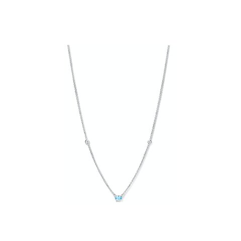 Casteur by Casteur ketting in wit goud 18kt met topaas blauw omringd door briljanten van 0,04 karaat