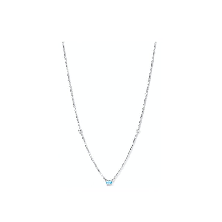 Casteur by Casteur ketting in wit goud 18kt met topaas blauw omringd door briljanten van 0,04 karaat