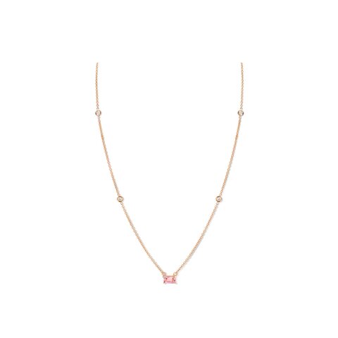 Casteur by Casteur ketting in rosé goud 18kt met toermalijn omringd door briljanten van 0,08 karaat