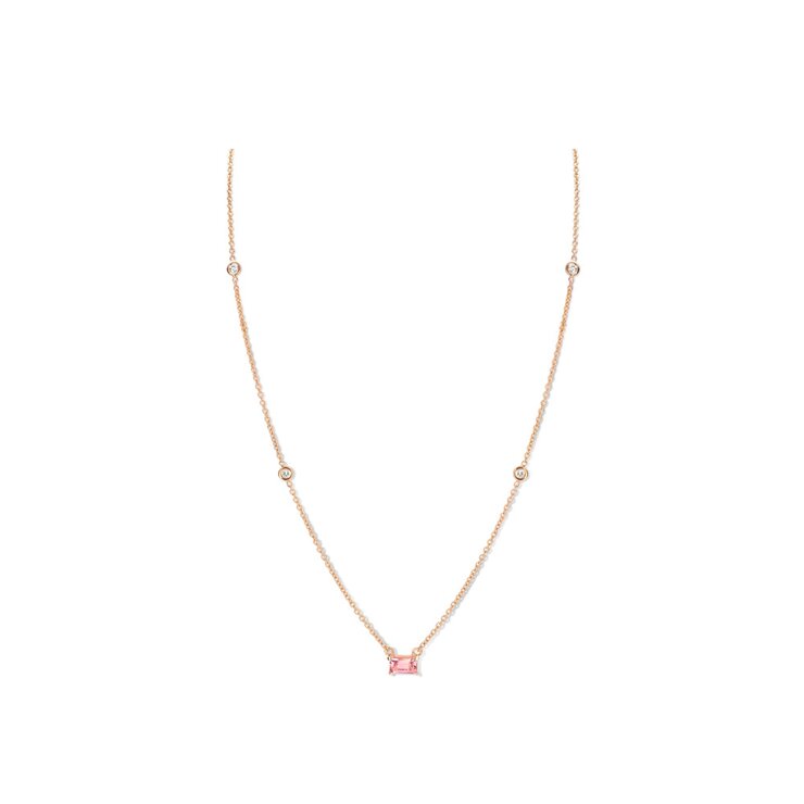 Casteur by Casteur ketting in rosé goud 18kt met toermalijn omringd door briljanten van 0,08 karaat