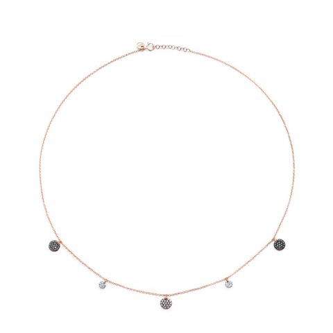 Burato Gioilelli ketting in rosé goud 18kt met witte & bruine & zwarte briljant van 0.33 karaat