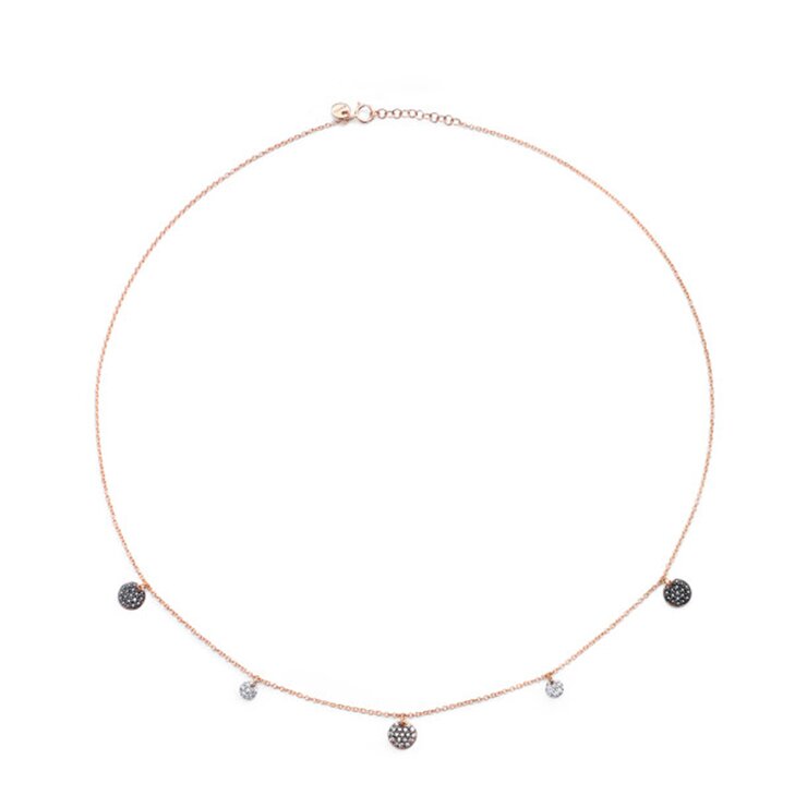 Burato Gioilelli ketting in rosé goud 18kt met witte & bruine & zwarte briljant van 0.33 karaat