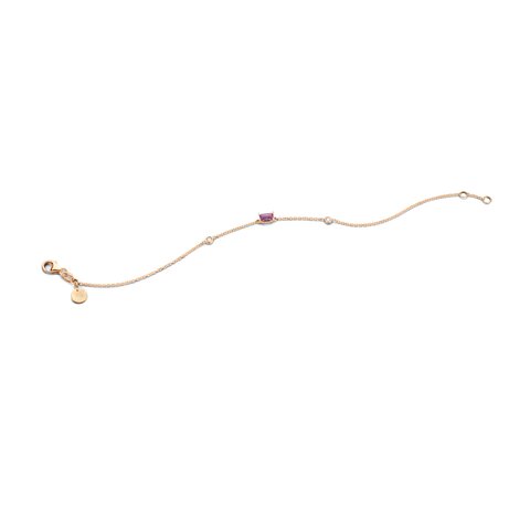 Casteur by Casteur armband in rosé goud 18kt met amethist omringd door briljanten van 0,04 karaat