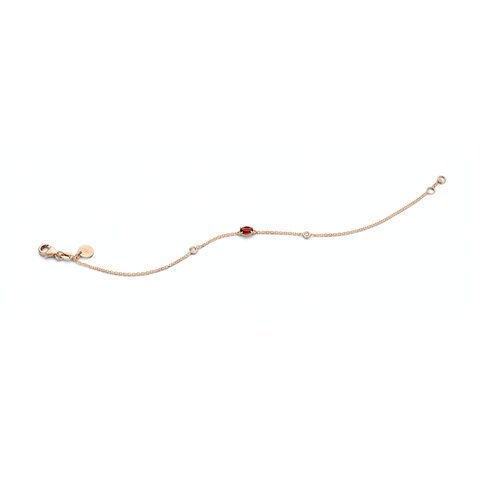 Casteur by Casteur armband in rosé goud 18kt met granaat omringd door briljanten van 0,04 karaat