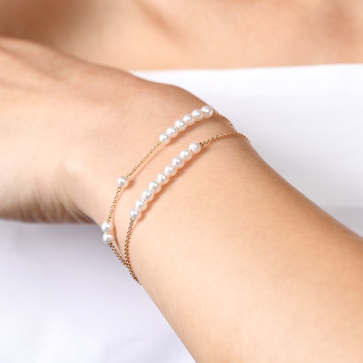 Burato Gioilelli armband in rosé goud 18kt met parels