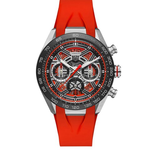 TAG Heuer horloge een wijzerplaat in het oranje en een diameter van 44 mm